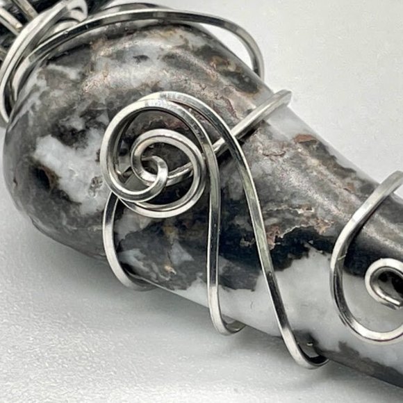 Zebra Jasper Elegant Wire Wrapped Pendant - Picture 8 of 8